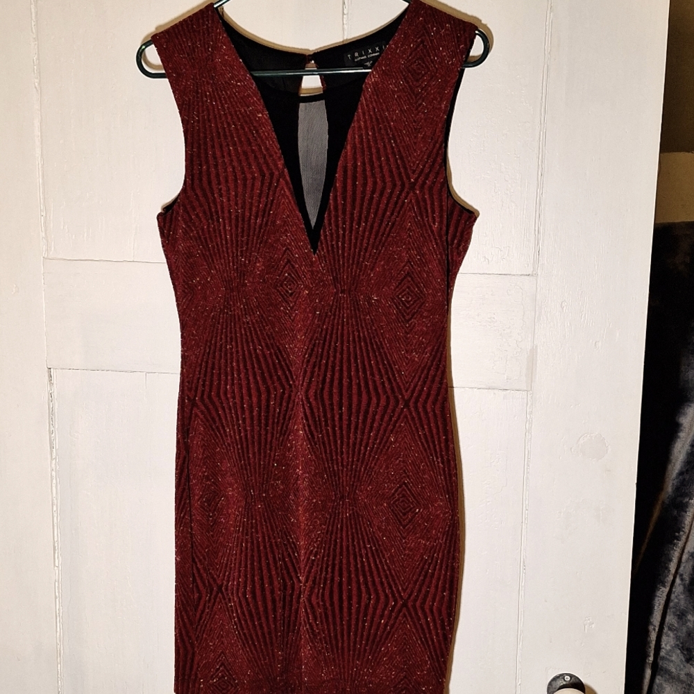 Deep v bodycon red mini dress